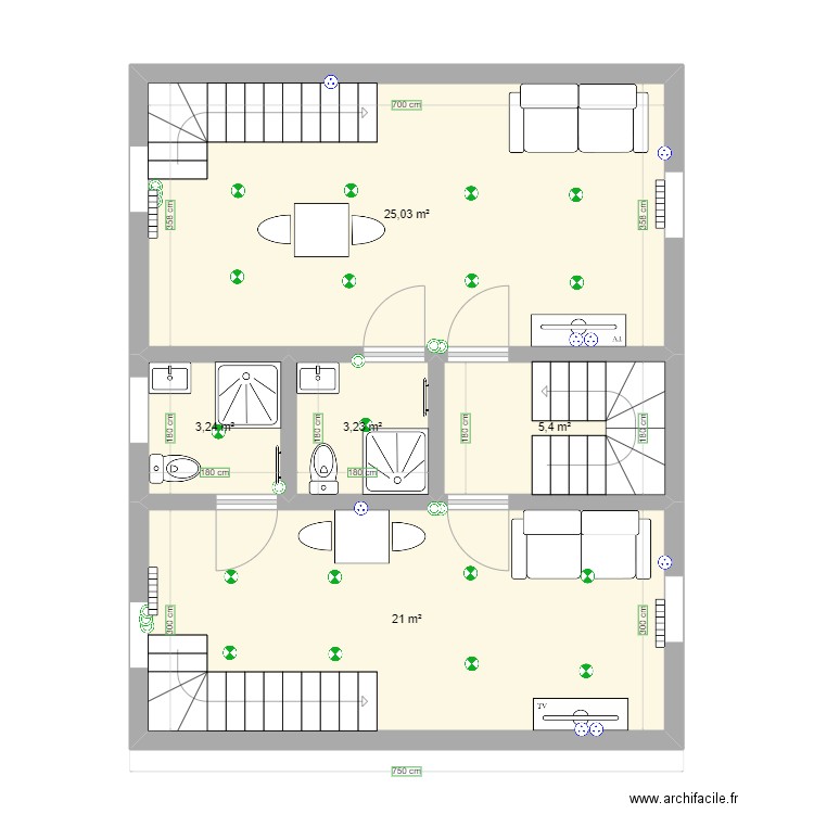 FABIEN3. Plan de 5 pièces et 58 m2