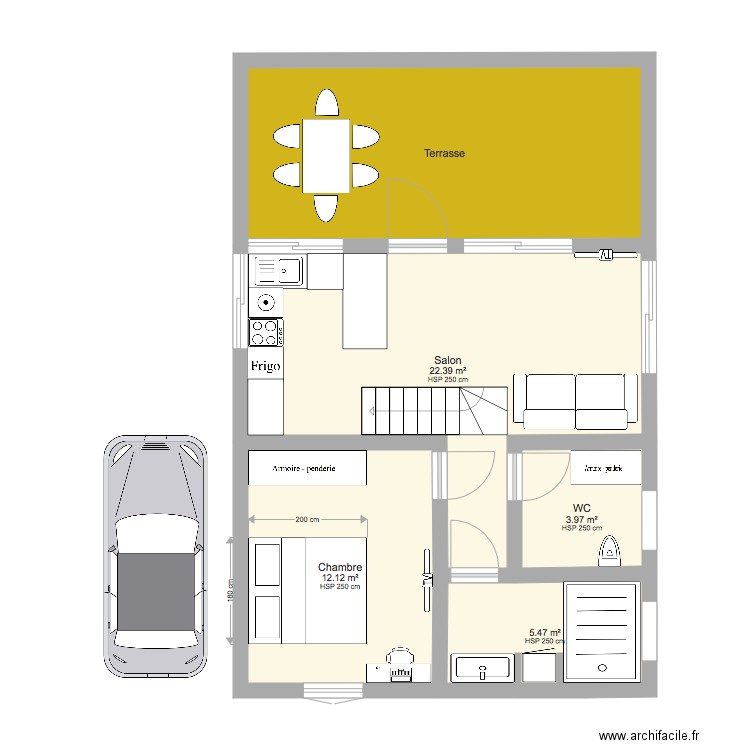 house F3 . Plan de 0 pièce et 0 m2