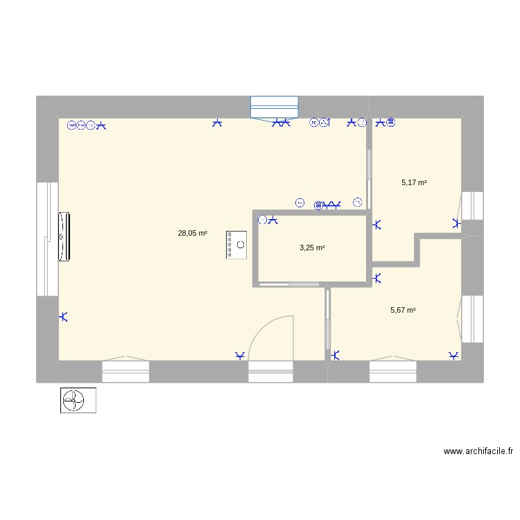 Plan maison Elec. Plan de 4 pièces et 42 m2