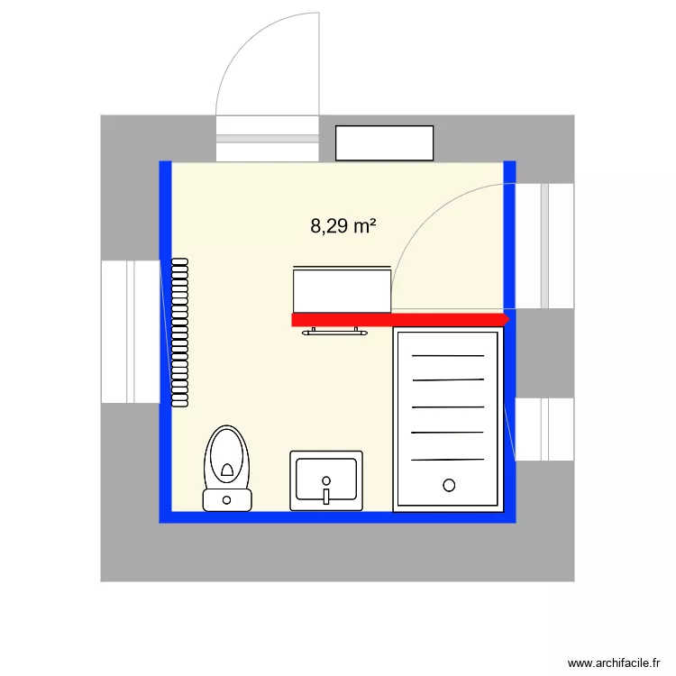 Salle eau rez. Plan de 
