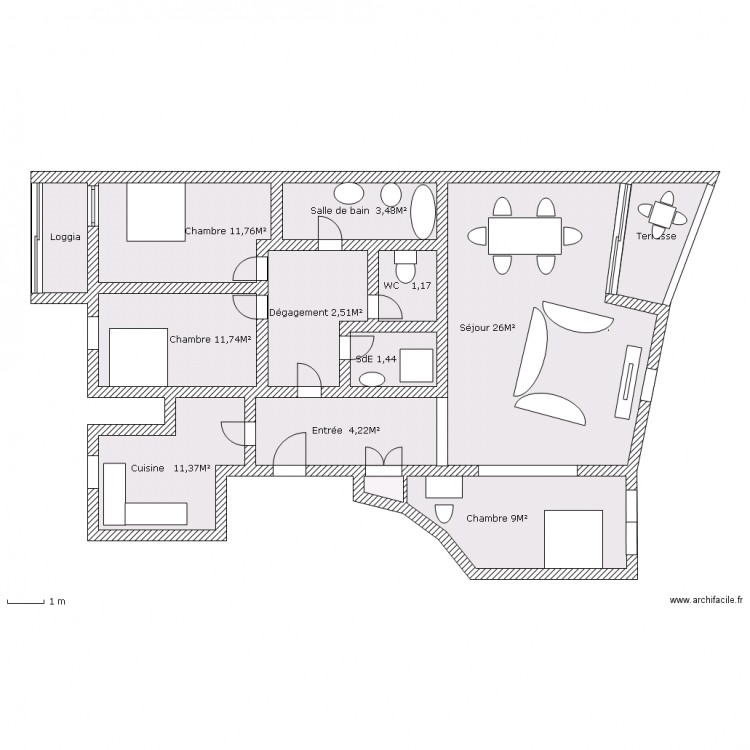 Appartement 4P 82.61M² Toison D'or. Plan de 0 pièce et 0 m2
