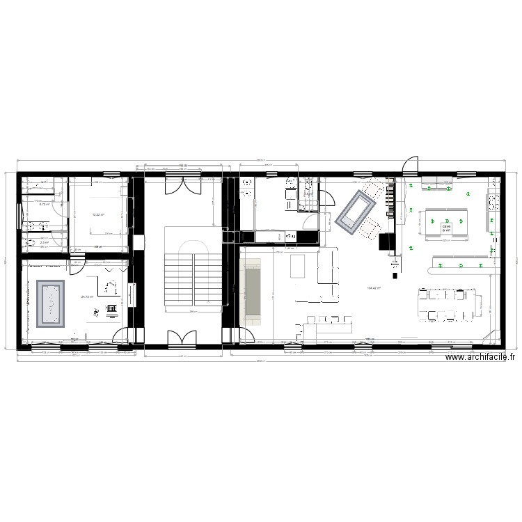 rez de chaussée 2 meublé cuisine version 2. Plan de 0 pièce et 0 m2