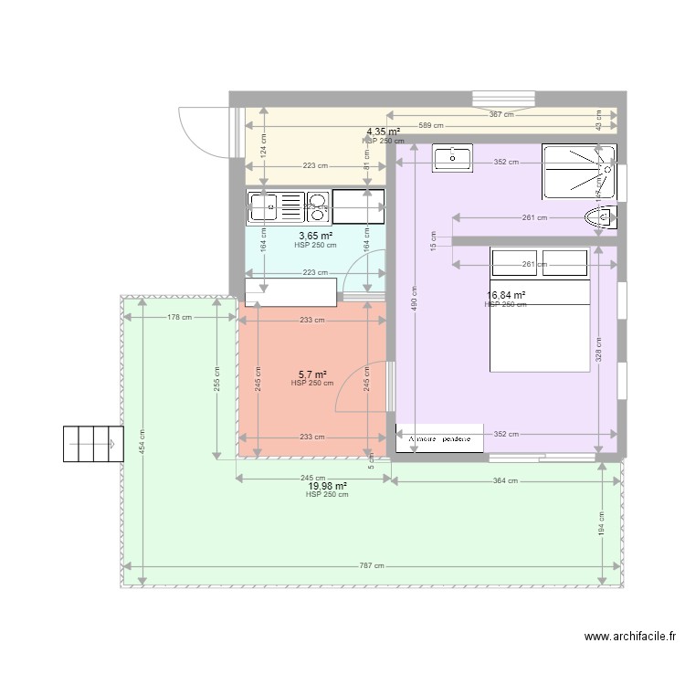 STUDIO DSD . Plan de 5 pièces et 51 m2
