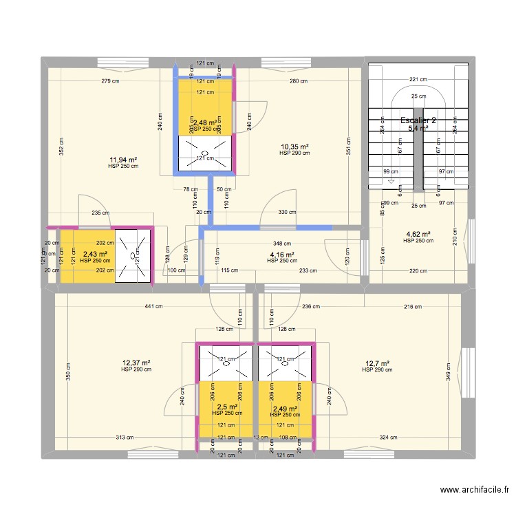 Projet Immeuble V5. Plan de 49 pièces et 367 m2