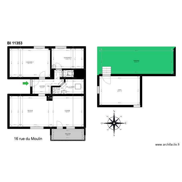 BI 11353. Plan de 14 pièces et 271 m2