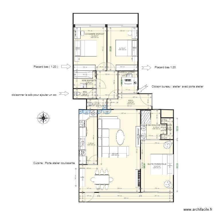 neuilly4. Plan de 14 pièces et 101 m2