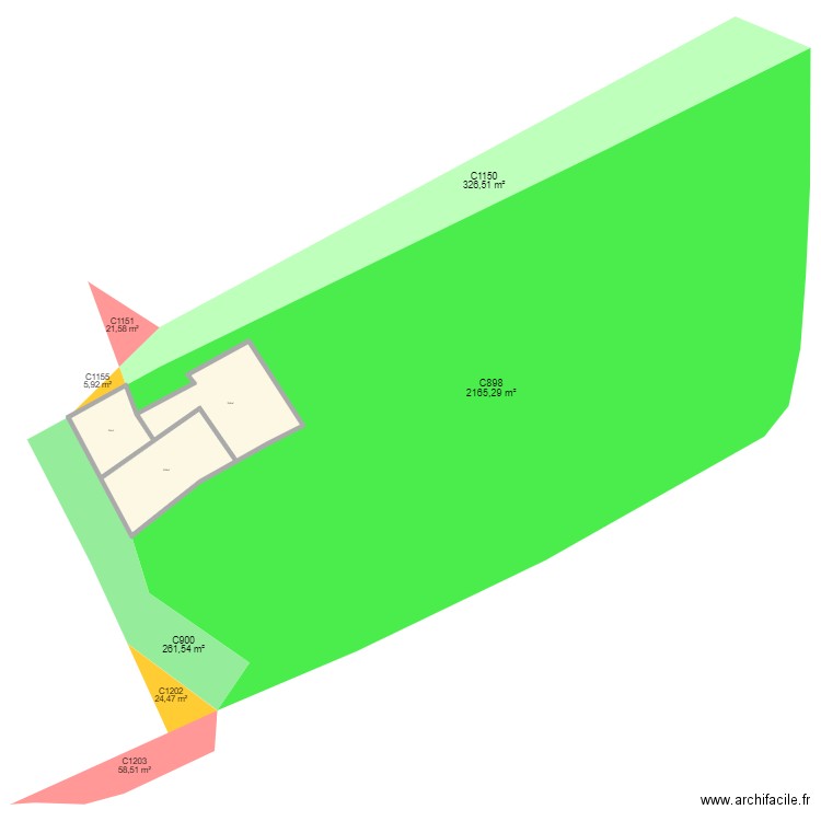 MAISON MELLAC - parcelles cadastre . Plan de 3 pièces et 183 m2