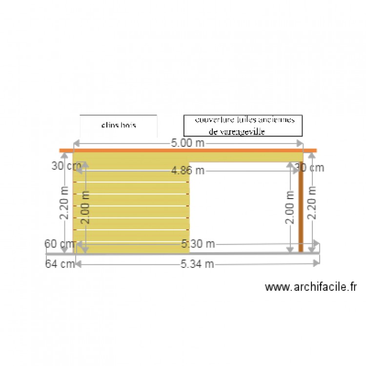 Facade ouest abri bois. Plan de 0 pièce et 0 m2
