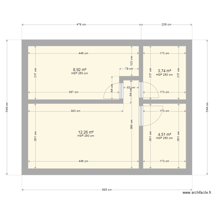 STUDIO. Plan de 4 pièces et 29 m2