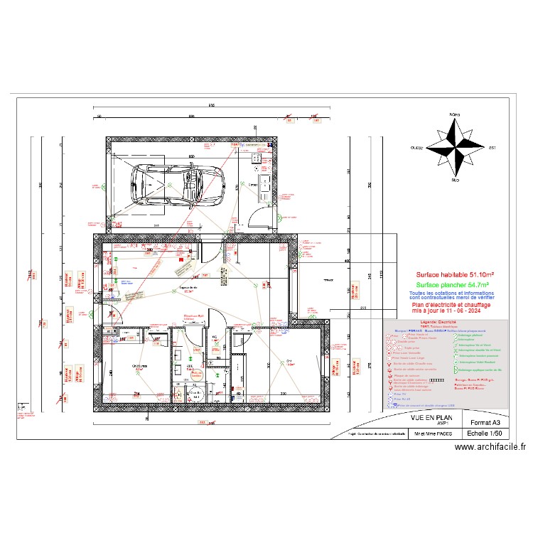 Plan d'électricité du Studio . Plan de 0 pièce et 0 m2