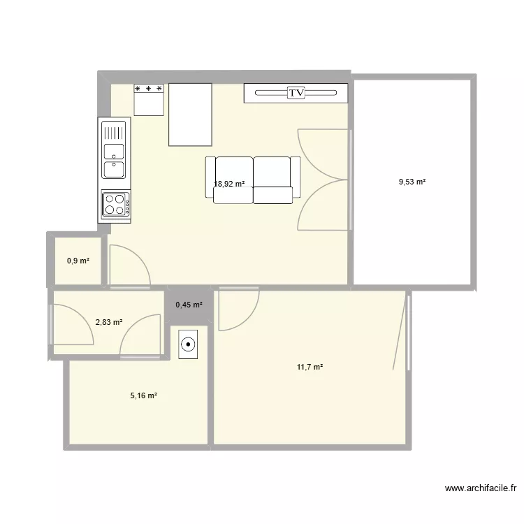 Tortiere. Plan de 7 et 49 m² Tortiere. Plan de 7 et 49 m²