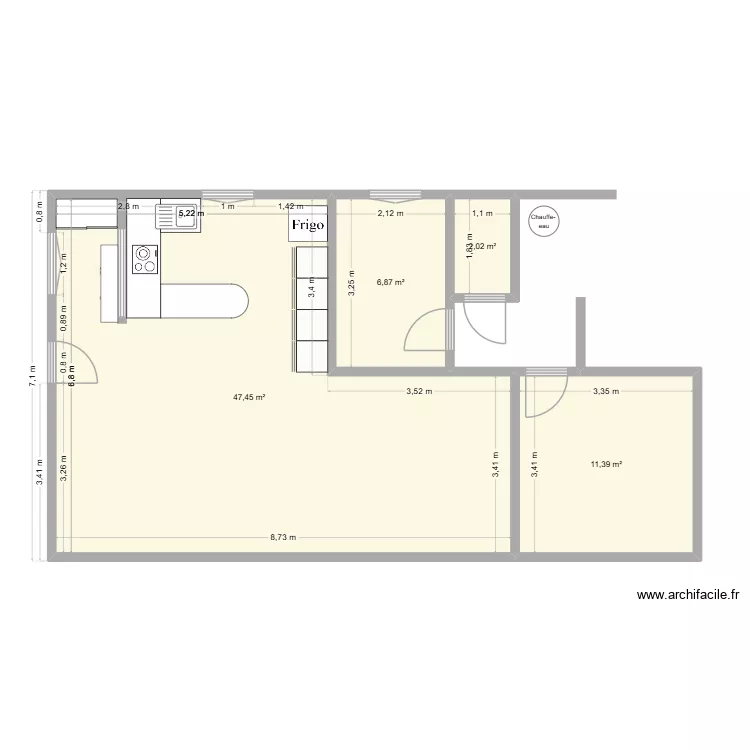 cuisine. Plan de 4 Pièces et 68 m² cuisine. Plan de 4 Pièces et 68 m²