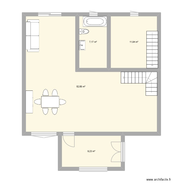 Maison. Plan de 4 pièces et 81 m2