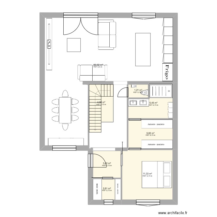 augier 1. Plan de 8 pièces et 83 m2