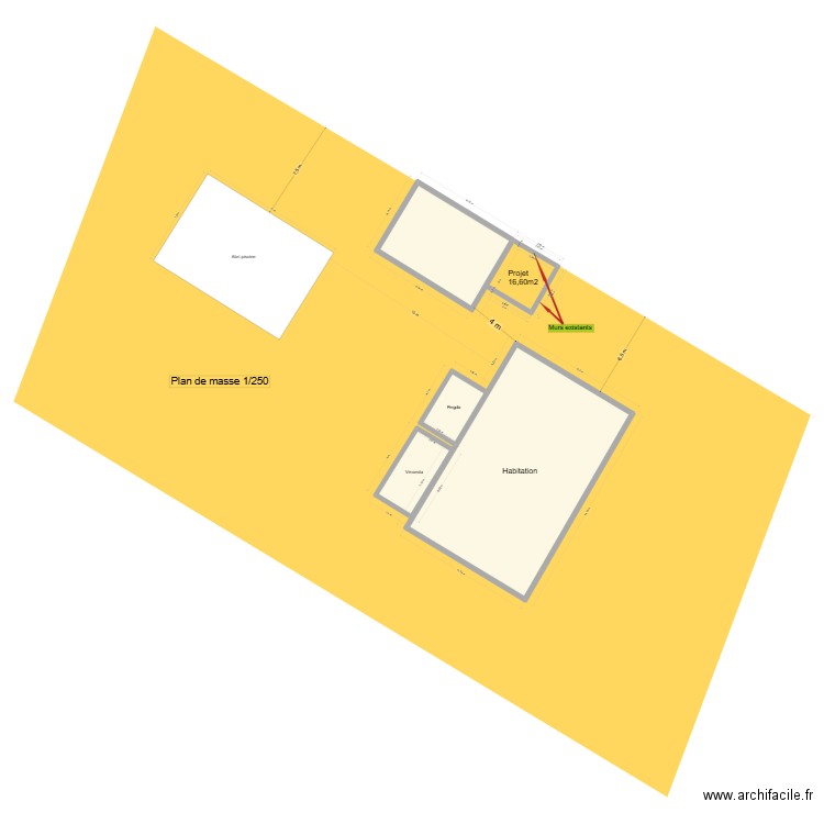 plan de masse pour abri de jardin. Plan de 4 pièces et 229 m2