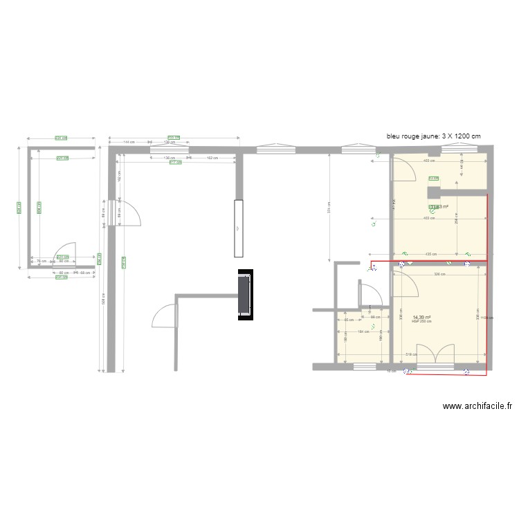 gervisac telemetre. Plan de 2 pièces et 26 m2