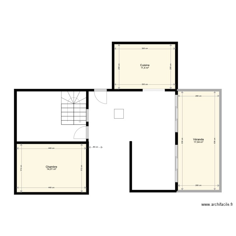 Maison Avant. Plan de 3 pièces et 42 m2