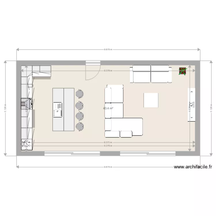 Cuisine avec ilot central. Plan de Cuisine avec ilot central. Plan de