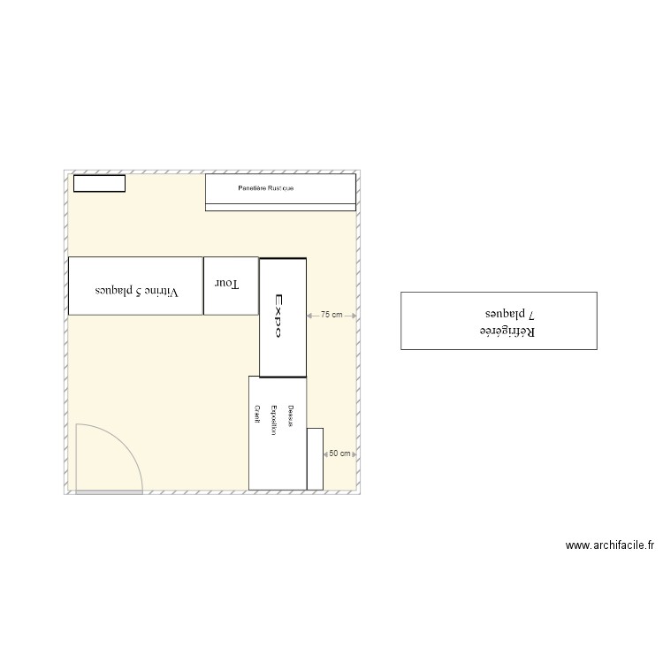 coste. Plan de 1 pièce et 21 m2