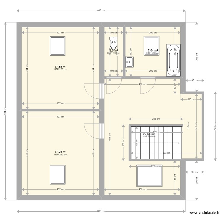 merlgov. Plan de 5 pièces et 73 m2