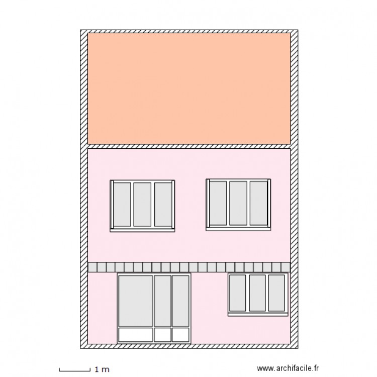 Facade arriere projet fenetre 3V egaux. Plan de 0 pièce et 0 m2