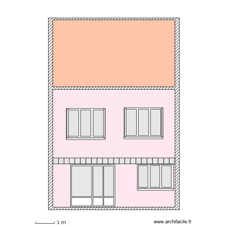 Facade arriere projet fenetre 3V egaux. Plan de Facade arriere projet fenetre 3V egaux. Plan de