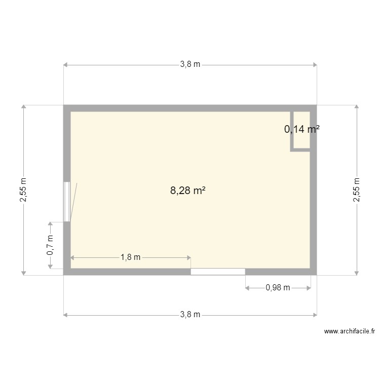 Cuisine_M. Plan de 2 pièces et 8 m2