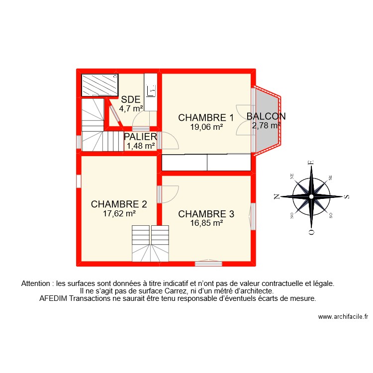 BI 9711 ETAGE 1. Plan de 9 pièces et 68 m2