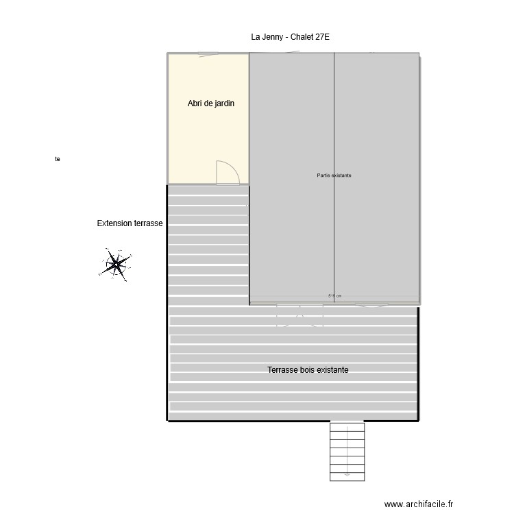 Plan Extension 2D avec terrasse 02. Plan de 2 pièces et 48 m2