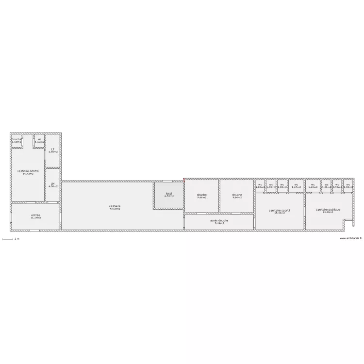 Stade Municipal vestiaire. Plan de 