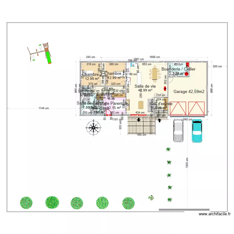 MAISON  FONTAINE MOUTIER garage double BIS. Plan de 