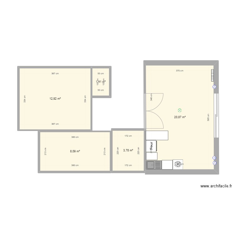 Appartement - futur. Plan de 5 pièces et 47 m2