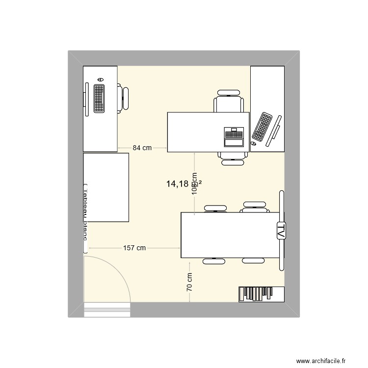 Supri nouveau plan maxime. Plan de 1 pièce et 14 m2