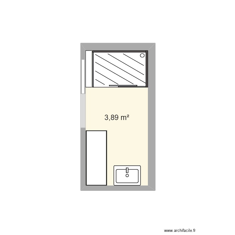 sdb 1 salem. Plan de 1 pièce et 4 m2