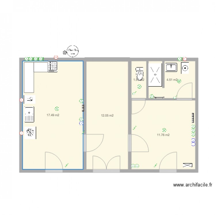 projet jean toussaint. Plan de 5 pièces et 47 m2