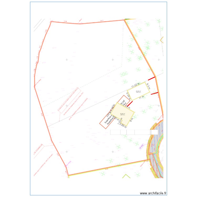 terrain. Plan de 0 pièce et 0 m2