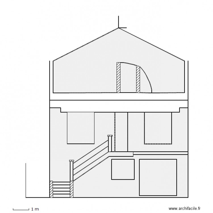 Façade principale. Plan de 0 pièce et 0 m2