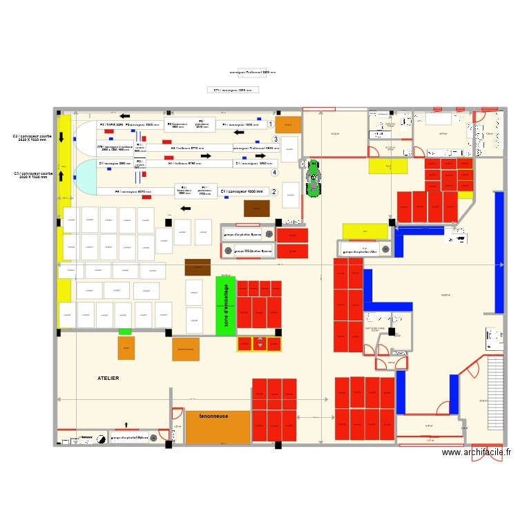 PROJET N1 10/01/2023. Plan de 20 pièces et 892 m2