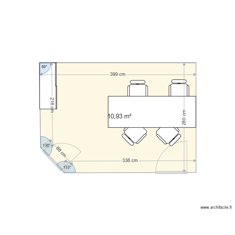 Plan accueil Sessad actuel. Plan de 1 pièce et 11 m2