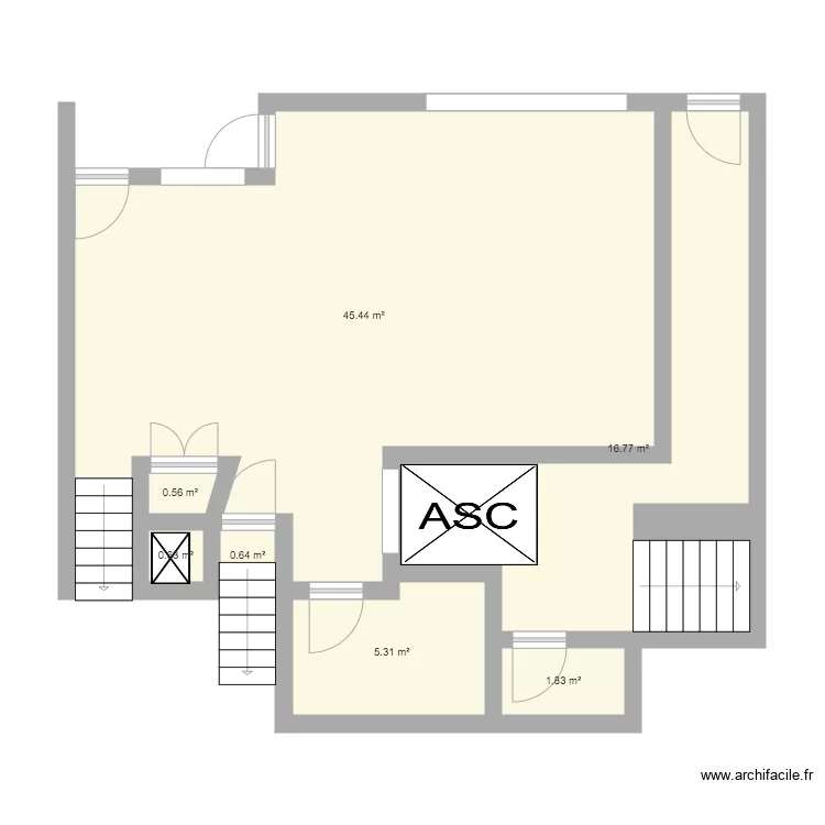 Plan RDC sans cloison. Plan de 