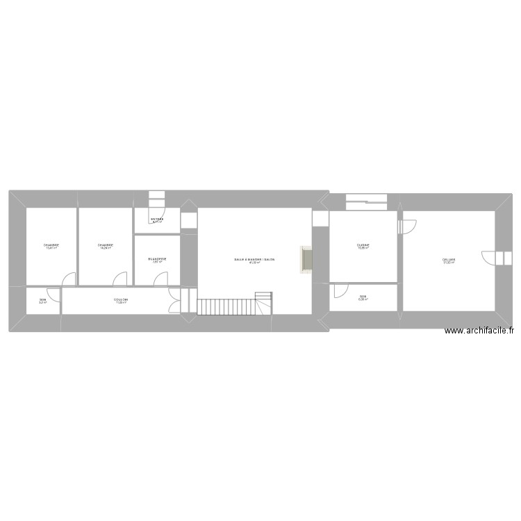 D&D - RDC. Plan de 10 pièces et 149 m2