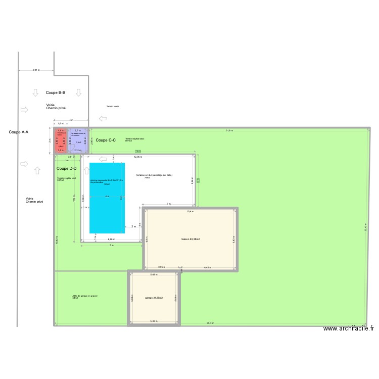 piscine. Plan de 6 pièces et 1003 m2
