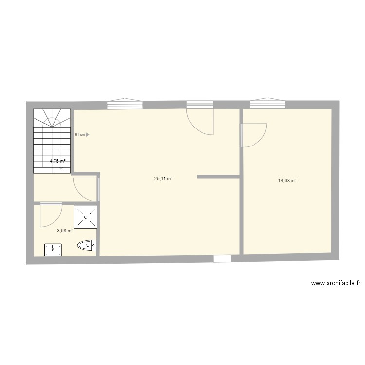 vielle maison plan test. Plan de 4 pièces et 48 m2