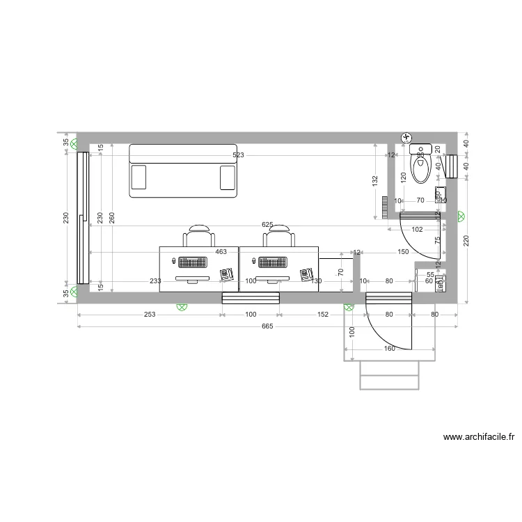 Bureau de Jardin meubl&eacute;. Plan de 