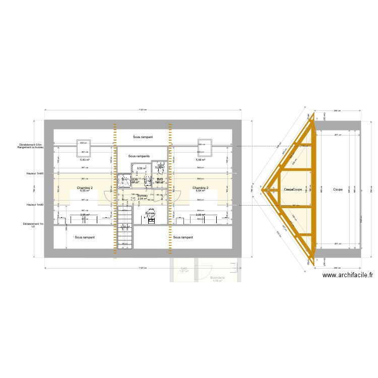 Plan Stéphane Poineuf futur. Plan de 27 pièces et 170 m2