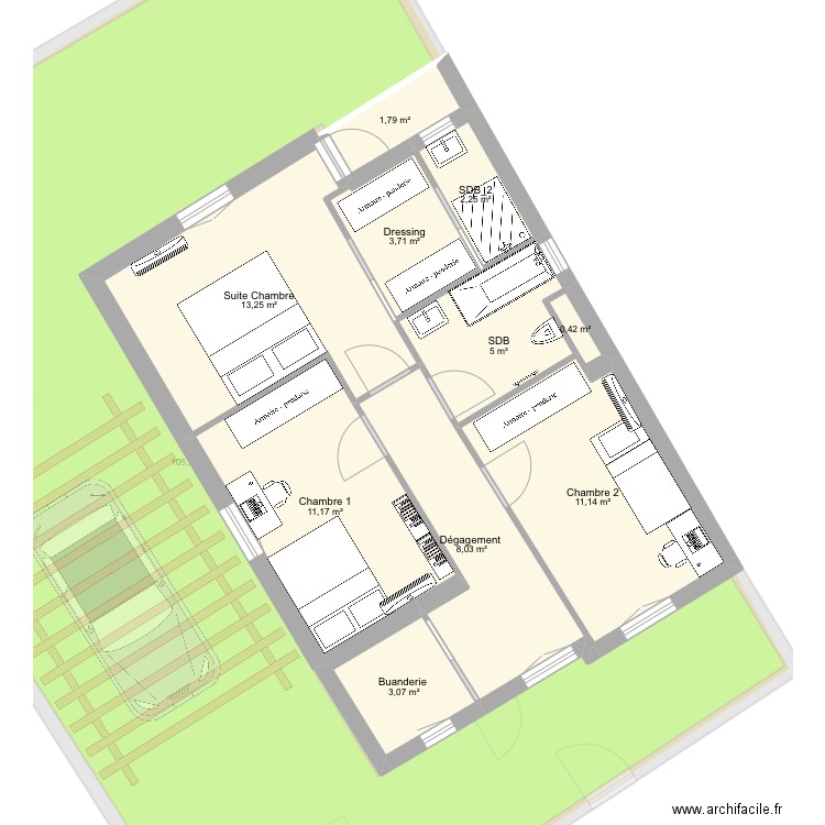 Maison Nogent - extension Bis. Plan de 16 pièces et 224 m2