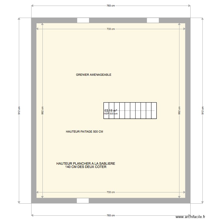 GRENIER SITUATION EXISTANT. Plan de 0 pièce et 0 m2