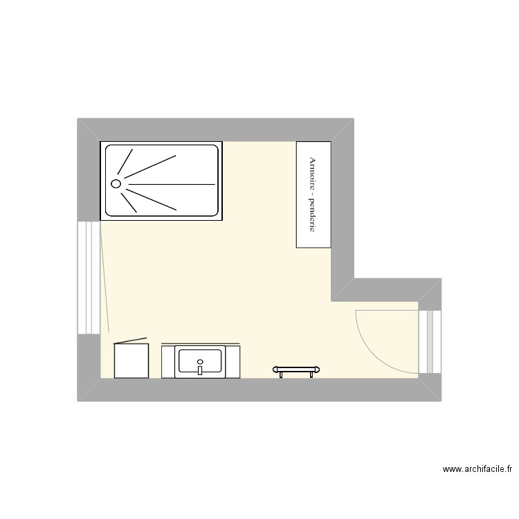 sdb maman. Plan de 1 pièce et 8 m2