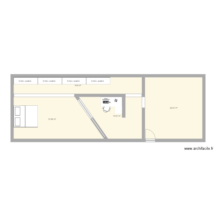 Bureau 180 X 140 cm. Plan de 0 pièce et 0 m2