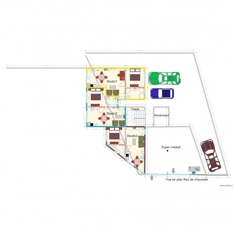 Charles appartments rez de chaussée v2. Plan de 16 pièces et 94 m2